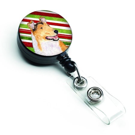 CAROLINES TREASURES Collie Smooth Candy Cane Holiday Christmas Retractable Badge Reel SS4539BR